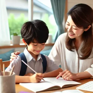 子と親が勉強計画を立てる