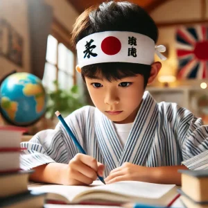 受験の勉強をしている小学生