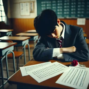 成績が悪くて落ち込んでいる学生