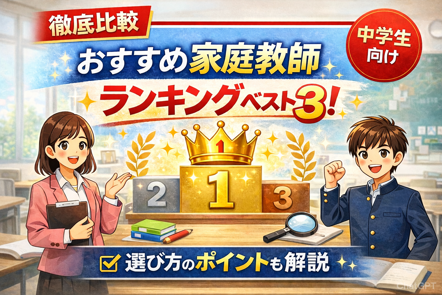 【徹底比較】おすすめ家庭教師ランキングベスト3（中学生）