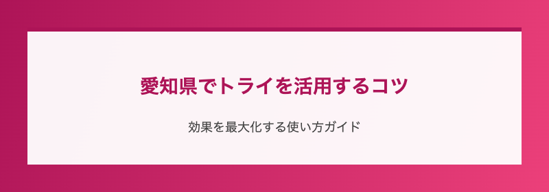 愛知県でトライを活用するコツ