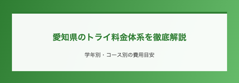 愛知県のトライ料金体系を徹底解説