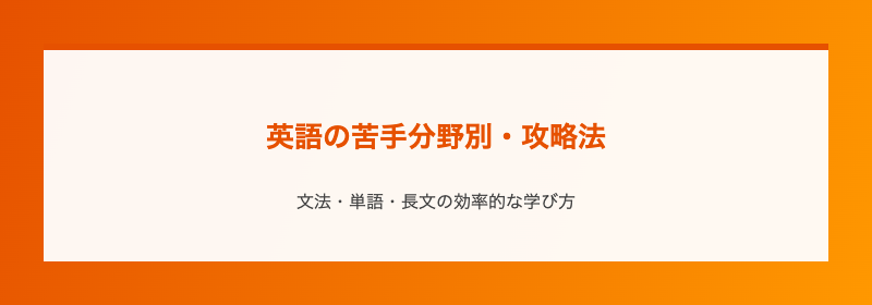 英語の苦手分野別・攻略法