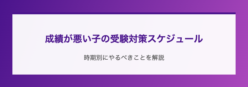成績が悪い子の受験対策スケジュール