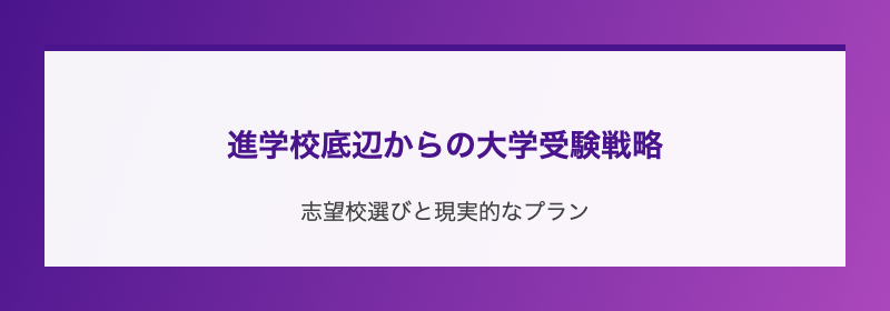 進学校底辺からの大学受験戦略