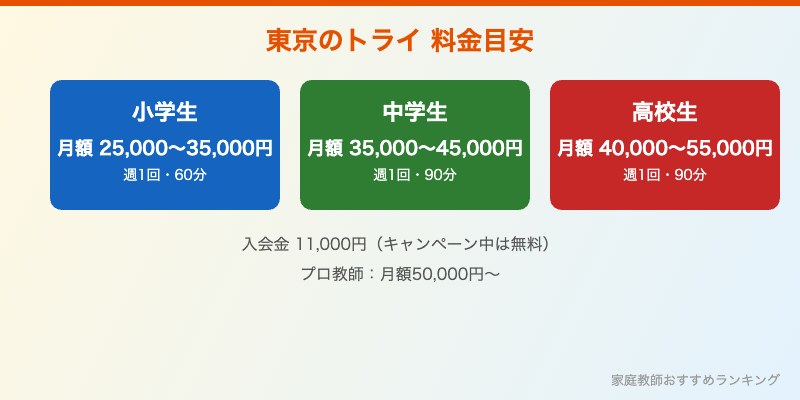 東京のトライの料金目安