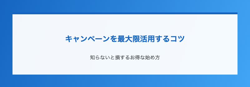 キャンペーンを最大限活用するコツ