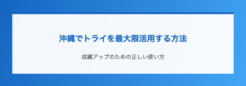 沖縄でトライを最大限活用する方法
