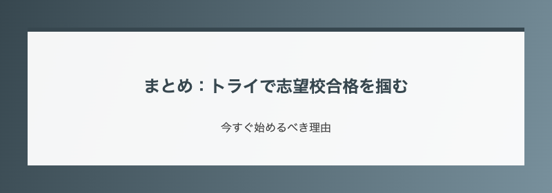 まとめ：トライで志望校合格を掴む
