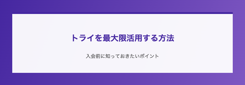 トライを最大限活用する方法