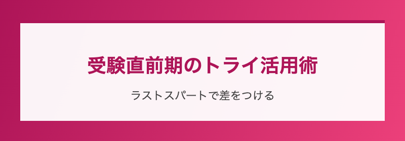 受験直前期のトライ活用術