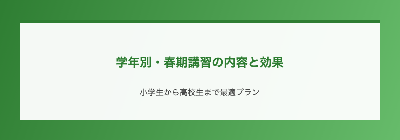 学年別・春期講習の内容と効果