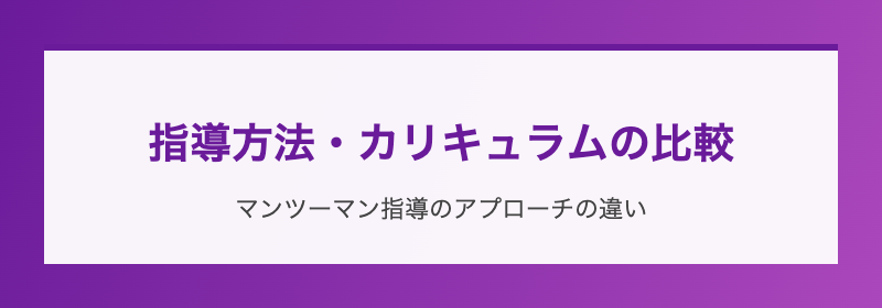 指導方法・カリキュラムの比較