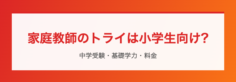 家庭教師のトライが小学生に向いているかの判断