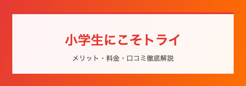 小学生にこそトライがおすすめな理由