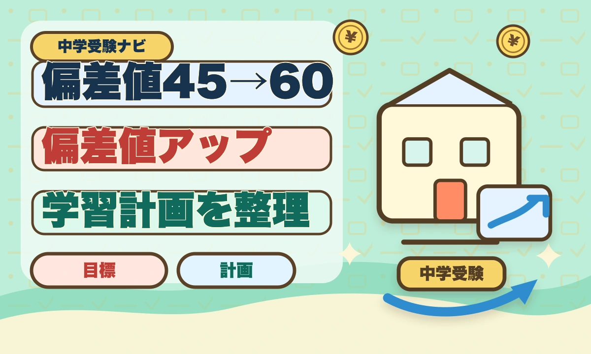 【2026年最新・中学受験】偏差値45→60に上げる勉強法5選のアイキャッチ画像