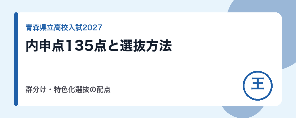【2027年度】青森県立高校入試の内申点と選抜方法｜評定135点と学力検査500点の群分け・特色化選抜の配点